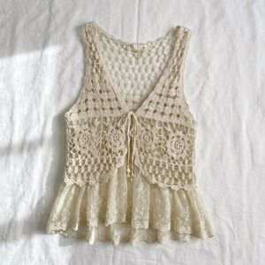 Anthropologie Lace Crochet Cardigan Boho Cottagecore Fairy Festival Flowy Hippie